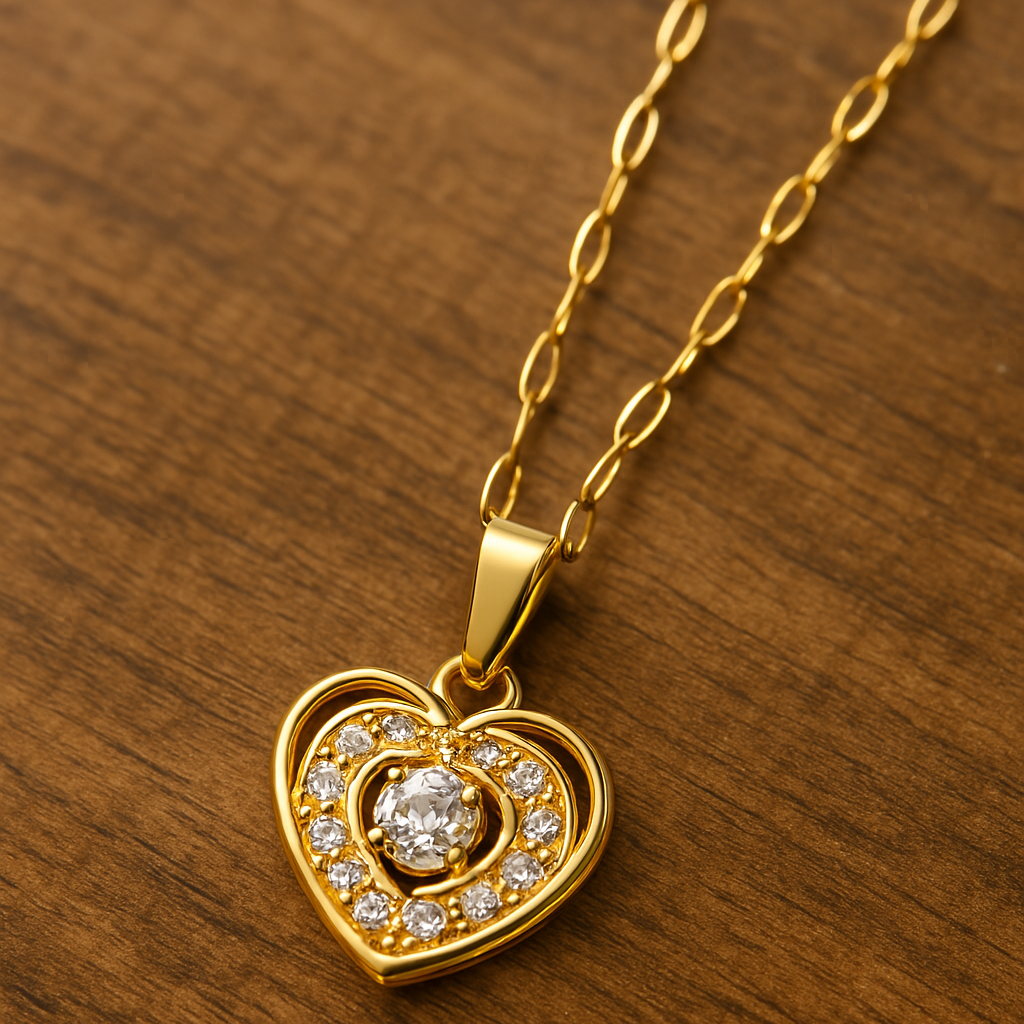 Elegant Heart Pendant Necklace – Sparkling Crystal Accent