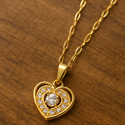 Elegant Heart Pendant Necklace – Sparkling Crystal Accent