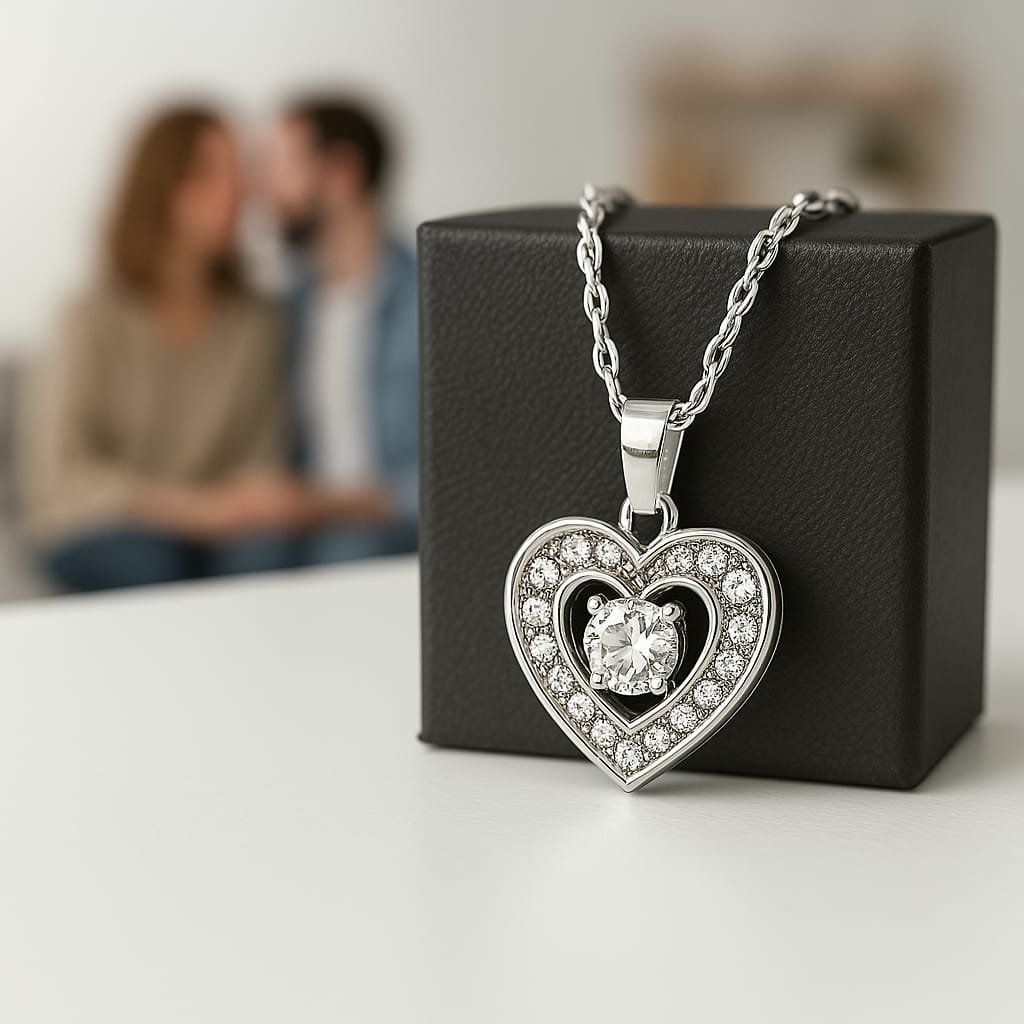 Elegant Heart Pendant Necklace – Sparkling Crystal Accent