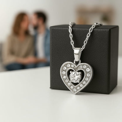 Elegant Heart Pendant Necklace – Sparkling Crystal Accent