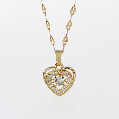 Elegant Heart Pendant Necklace – Sparkling Crystal Accent