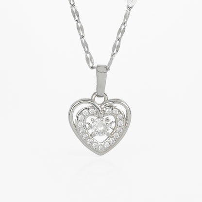 Elegant Heart Pendant Necklace – Sparkling Crystal Accent