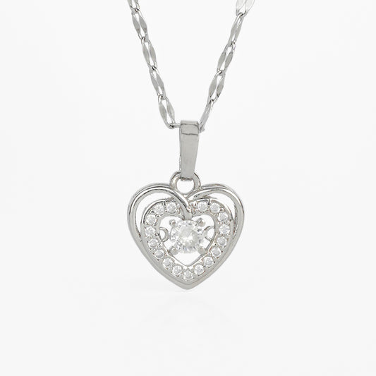 Elegant Heart Pendant Necklace – Sparkling Crystal Accent