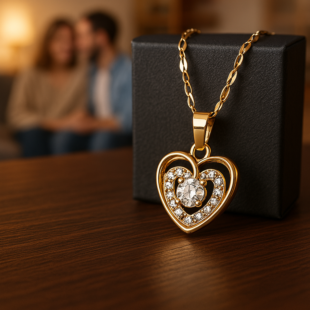 Elegant Heart Pendant Necklace – Sparkling Crystal Accent