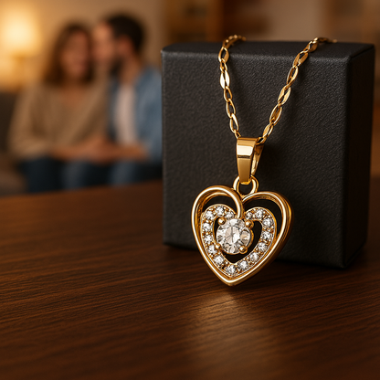 Elegant Heart Pendant Necklace – Sparkling Crystal Accent