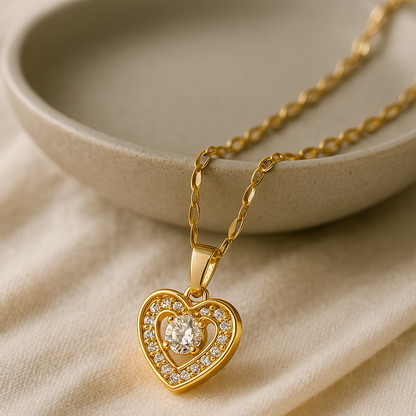 Elegant Heart Pendant Necklace – Sparkling Crystal Accent