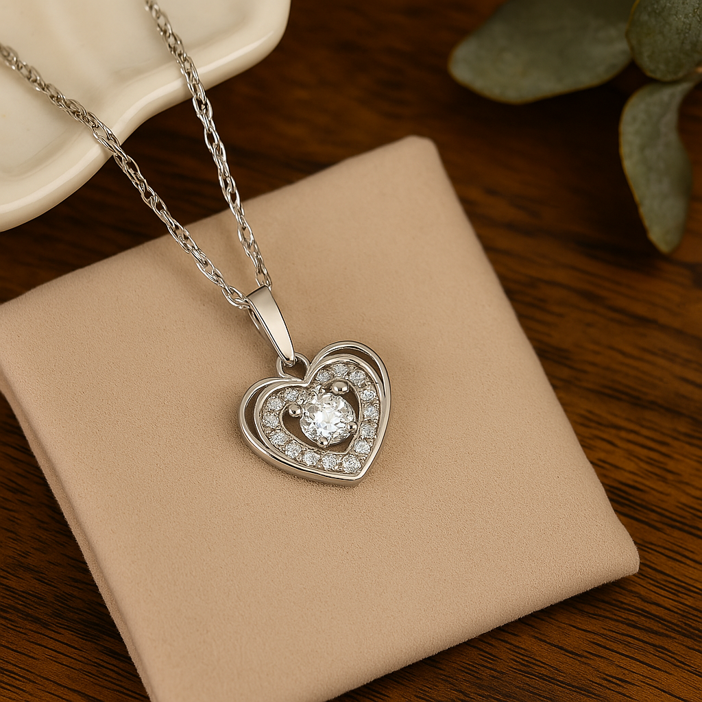 Elegant Heart Pendant Necklace – Sparkling Crystal Accent
