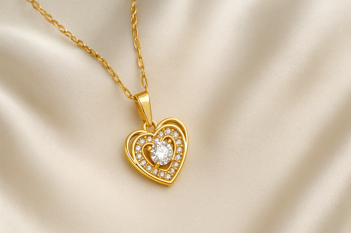 Elegant Heart Pendant Necklace – Sparkling Crystal Accent