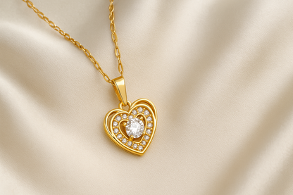 Elegant Heart Pendant Necklace – Sparkling Crystal Accent